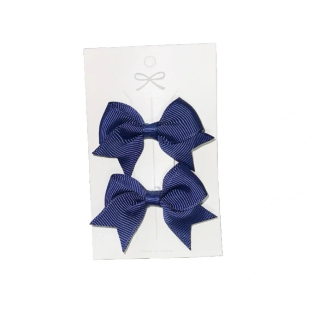 Grosgrain Bow Hair Clips Navy Blue /Set of 2 Universal Hair Accessories NEW